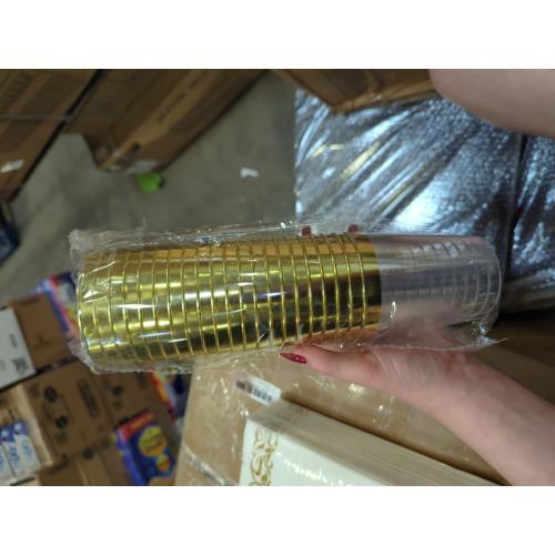 1  Pack‼️ with 20 cup of  20 oz Gold Plastic Cups, Elegant Gold Rimmed Plastic Cups, Disposable Cocktail Glasses Wine Glasses, 20 oz Premium Tumblers Perfect for Birthday, Party & Wedding