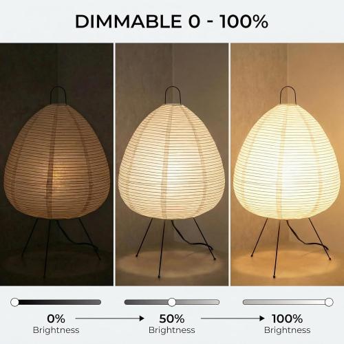 Akari Noguchi Rice Paper Lamp • Dimmable Japanese Paper Lantern Lamp • Japanese Decor Lantern • Cozy Japandi Style • Paper Lantern Light