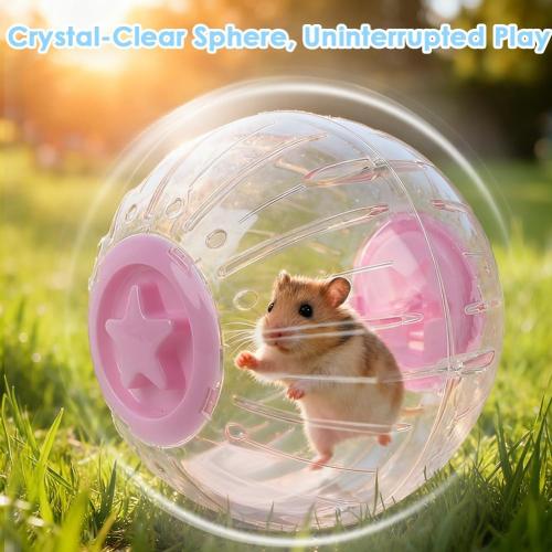 Hamster Exercise Ball 7.9 Inch–Crystal Clear Hamster Running Ball with Twist-Lock Lid, Large Safe Ventilation Toys, Accessories for Syrian/Dwarf Hamsters and Other Small/Medium Hamsters, Pink