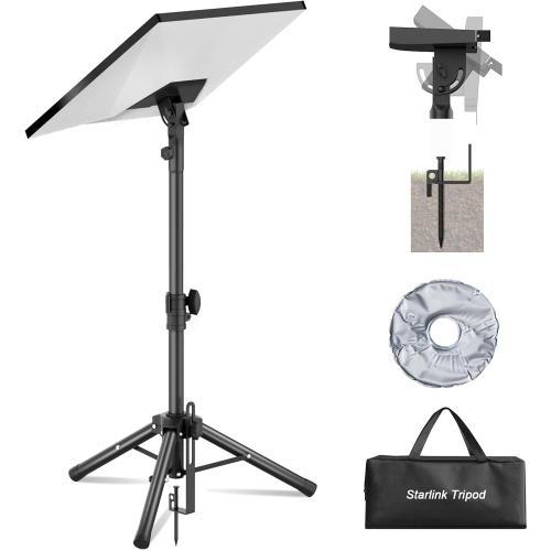 Starlink Mount Gen 3, Starlink Tripod Stand with Mount Adapter, Adjustable Height for Starlink Standard 4/4X/V3, 90° Tilt Angle Adjustment Starlink Antenna Pipe Adapter (Black)