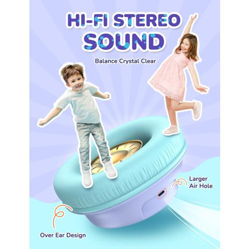 iClever 2 Pack Kids Bluetooth Headphones with LED Lights, BTH18 Safe Volume 74/85dBA, 43H Playtime, Bluetooth5.3 Kids Headphones Wireless Aux Cord for iPad/Tablet/Travel/School, Purple & Black