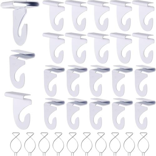 20 Drop Ceiling Hooks for Classrooms & Offices, White Heavy Duty Ceiling Hooks for Hanging Plants & Decorations, Metal T-Bar Hooks for Suspended Drop Ceiling Tiles…