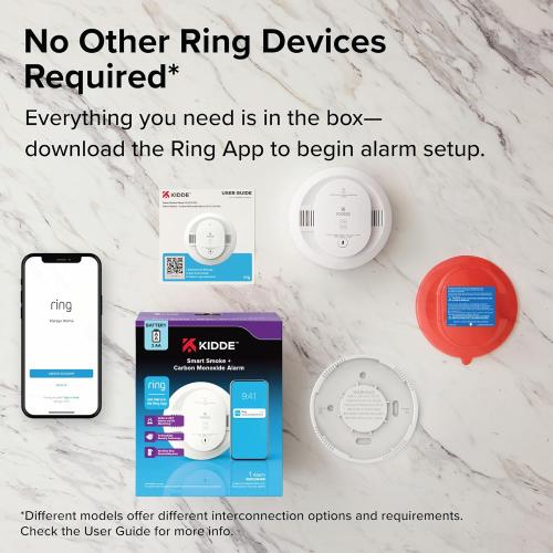 Kidde Smart Smoke & CO Detector with Ring, AA Battery, RGCUDR-RW