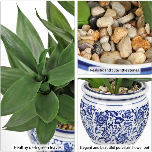 12.5 Fake Bamboo Plants In Blue & White Pot Artificial Lucky Bamboo Plant