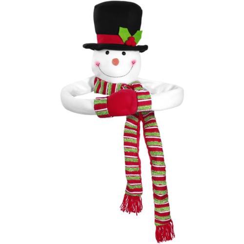SAFIGLE Snowman Christmas Tree Topper 36 Inch Plush Snowman Head with Knitted Scarf Soft Cotton Padding Holiday Tree Decoration for Winter Home Party