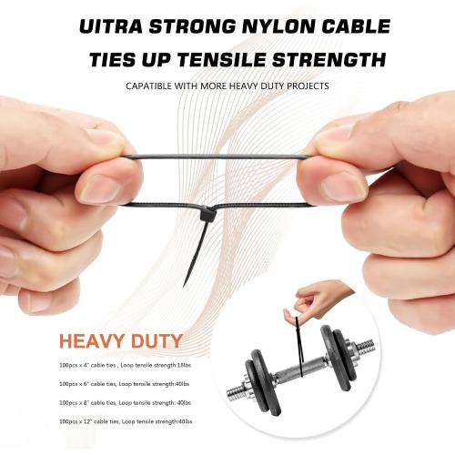 Cable Zip Ties,400 Pack Black Assorted Sizes 12 8 6 4 Inch,Multi-Purpose Self-Locking Nylon Cable Cord Management,Plastic Wire Ties for Home,Office,Garden,Workshop. By HAVE ME TD