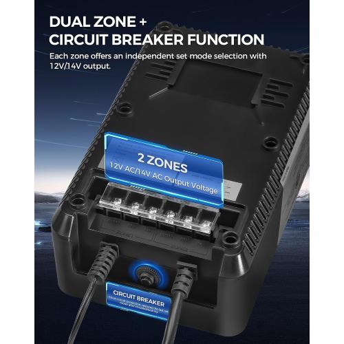 300W Low Voltage Landscape Transformer, 2 Zone Independent Control Landscape Lighting Transformer, 120VAC to 12/14V AC Low Voltage Transformer with Timer & Photocell Sensor ETL Listed D22LT06