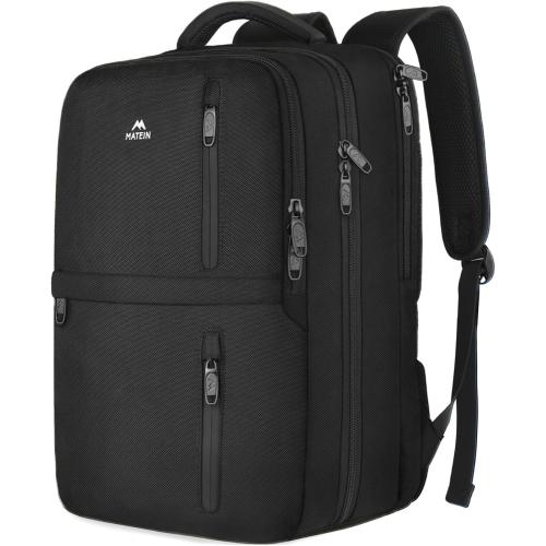 MATEIN Carry on Backpack, 40L Flight Approved Large Travel Laptop Backpack, 17 Inch Water Resistant Luggage Computer Daypack College Weekender Overnight Bag for Men & Women, Black