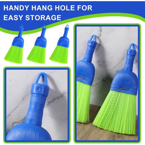 5 Pcs Whisk Broom Poly Fiber Handheld Brush Hand Broom Outdoor Broom Car Broom with Hang Hole for Cleaning Indoor Porches Floors Decks Driveways Dirt Dust