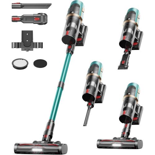 Cordless Vacuum Cleaner, Upgraded 580W 48KPA 65Mins Vacuum Cleaners for Home, Cordless Stick Vacuum Cleaner with Self-Standing and LED Screen, Anti-Tangle Wireless Vacuum for Pet Hair/Carpets/Floors