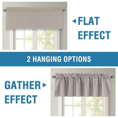 H.VERSAILTEX 100% Blackout Valances for Windows,Kitchen Window Valance Curtains for Living Room/Bedroom/Bathroom Privacy Decorative Rod Pocket Small Short Grapes 2 Pack, Warm Taupe