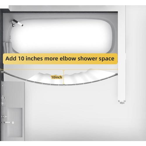 Adjustable Curved Shower Rod, 42-72 inches Extra Wide Shower Curtain Rod, Rust proof, Premium Stainless Steel, Curved Shower Curtain Rod for Bathroom, Need to Drill, Silver