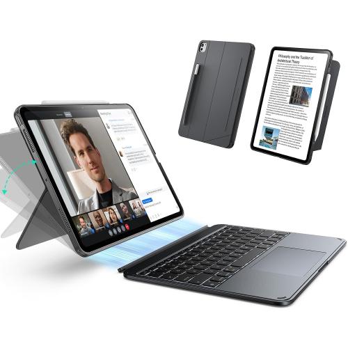 ESR for iPad Pro 13 Case with Keyboard (M5/M4, 2025/2024), Magnetic Detachable Keyboard, Portrait/Landscape Modes, Large Click-Anywhere Trackpad, Backlit Keys, Shift Series, Dark Gray