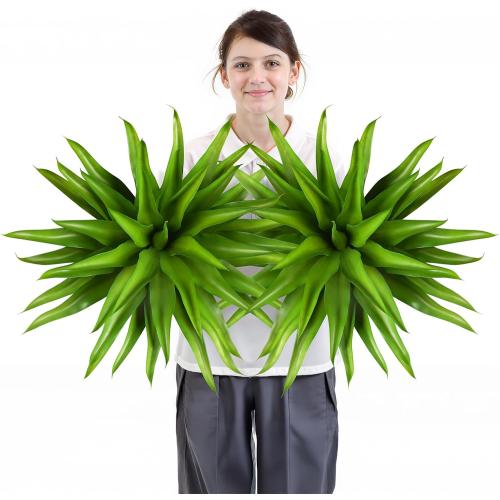 Velener Outdoor Fake Agave Artificial Plant, Unpotted Fake Plant for Room Decor, UV Resistant Faux Agave Plant for Outdoor/Indoor Decor, 22 inches, 2 Pack(43 Leaves)