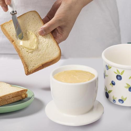 French Butter Crock for Counter With Water Line French Butter Dish for Counter (BlueBerry)