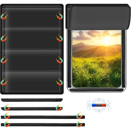 RV Door Window Shade Cover - Magnetic RV Blackout Window Cover with UV Protection and Privacy Features (25 * 16 in) Foldable Magnet Design, Waterproof Fabric (Black, 1 Pack (25L x 16W))