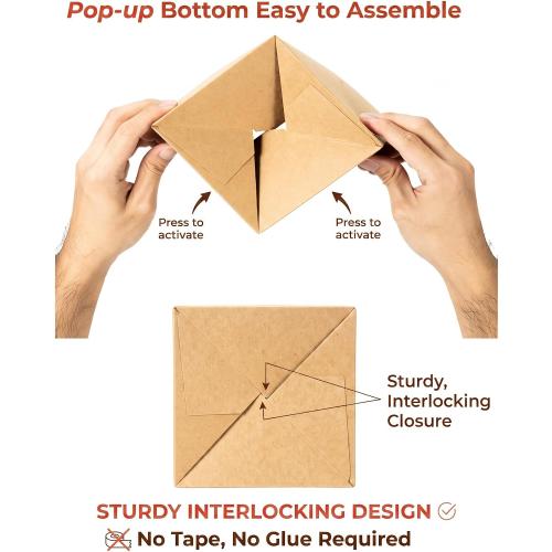 UnicoPak 10 Pack 4x4x4 Small Brown Gift Boxes with Lids & Twine - Premium USA Kraft Cardboard - Pop-Up Easy Assembly Gift Boxes for Presents, Candles, Mugs, Ornaments, Favors