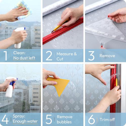 rabbitgoo Privacy Window Film Non Adhesive Frosted Glass Sun Blocking Self Static Cling Decorative for Home Kitchen Living Room, Removable and Reusable, 35.4 x 157.4 inches