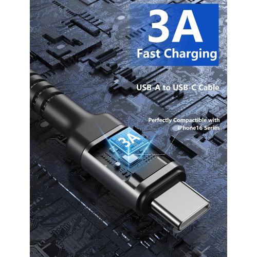 USB A to USB C for Carplay USB C Cable 3FT, Car Charger Cable 2Pack Short