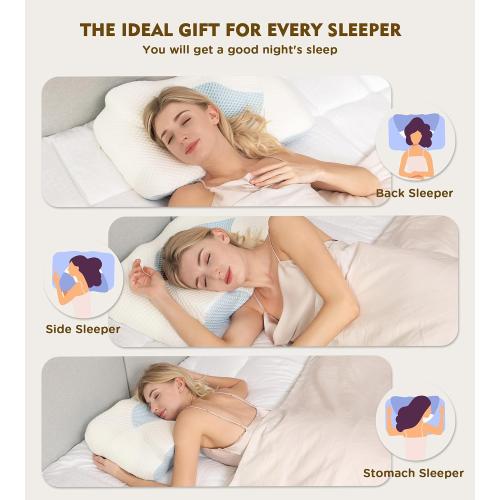 Osteo Cervical Pillow for Neck Pain Relief, Hollow Design Odorless Memory Foam Pillows with Cooling Case, Adjustable Orthopedic Bed Pillow for Sleeping, Support for Side Back Sleepers