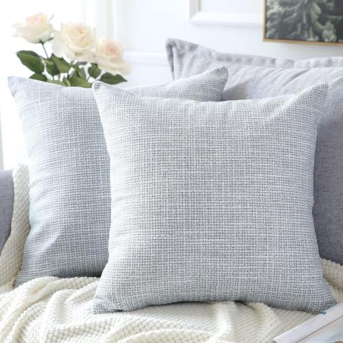 OTOSTAR Linen Throw Pillow Covers Set of 2 Decorative Square Pillowcases Cushion Covers 28x28 Inch for Home Decor Sofa Bedroom Car 70 x 70 CM Blue Grey