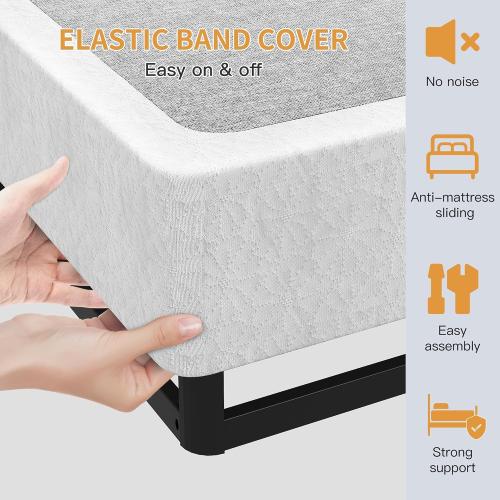 Queen Box Spring, 7 Inch Box Spring for Queen Bed, 3000 lbs Heavy Duty Metal Frame Mattress Foundation with Fabric Cover, Easy Assembly-Noise Free