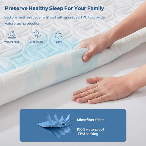 BEDLORE Waterproof Mattress Protector, Twin Size Mattress Pad
