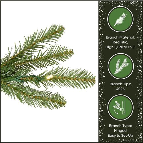 National Tree Company 9 ft Pre-Lit Dunhill Fir Artificial Christmas Tree, 900 LED Lights, 4,026 Tips, Foot Pedal, 10 Light Functions, Includes Stand, Green