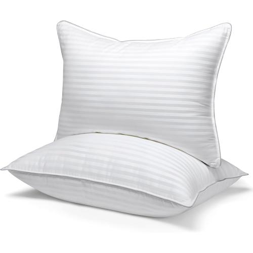 viewstar Pillows Queen Size Set of 2, Firm Support, Striped White
