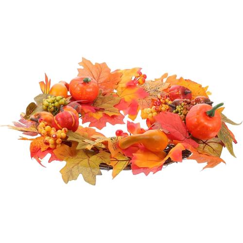 LIFKOME 5 pack Harvest Wreath with Simulated Berries Pumpkins and Maple Leaves Autumn Door Wall Hanging Decoration for Festive Tabletop Adornment and Seasonal Home Decor