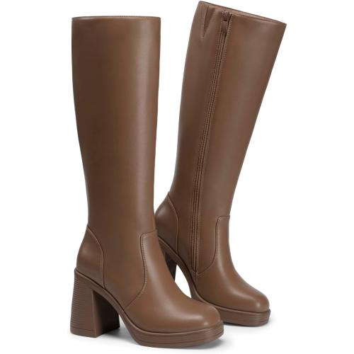 SIZE 6 ❗❗Athlefit Knee High Boots Women Wide Calf Platform Boots with Side Zipper
