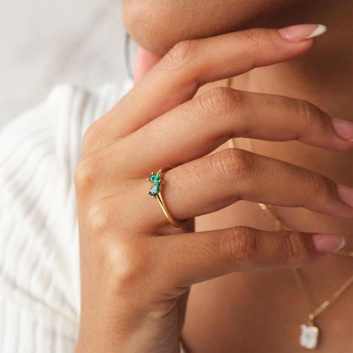Heart Birthstone Gold Rings for Women Non Tarnish Promise Ring Size 6-10
