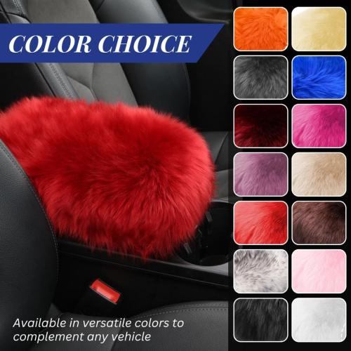 Andalus Brands Pure Australian Sheepskin Fluffy Car Center Console Cover, Luxurious Non-Shedding Furry Arm Rest Cover for Car, Versatile for All Seasons, Red - (11.47 X 6.3)