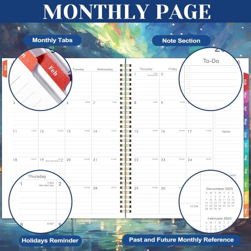 2026 Planner - 2026 Planner Weekly and Monthly from Jan. 2026 - Dec. 2026, Calendar 2026 Planners with Monthly Tabs and Inner Pocket, 8.5 x 11