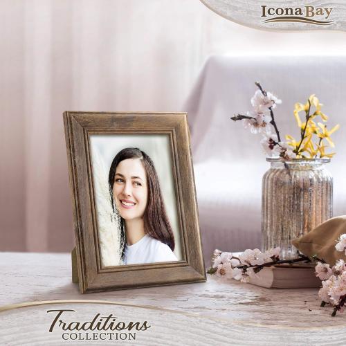 Icona Bay  Chestnut Brown Picture Frame - Traditions Collection | Icona Bay Lightly Distressed Frame for Tabletop or Wall Mount, Bulk Photo Holders for Home or Office Gallery