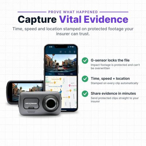 Nextbase 612GW Dash Cam Full 4K/30fps UHD Recording in Car DVR Camera- 140° Front- Wi-Fi, GPS, Bluetooth- Super Slow Motion @ 120fps- Image Stabilisation- what3words- Night Vision- Alexa Built-in