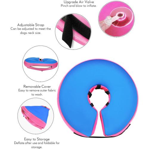 MIDOG Inflatable Dog Cone, Donut Recovery Collar After Surgery, Medium