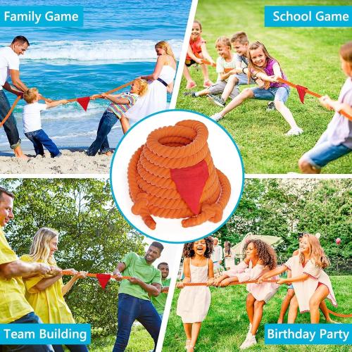 X XBEN Tug of War Rope with Flag for Kids 20FT, Teens and Adults