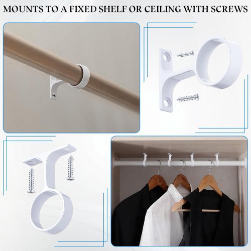 LEIFIDE 4 Pcs 1 5/16 Inch Round Closet Rod Support Bracket,White