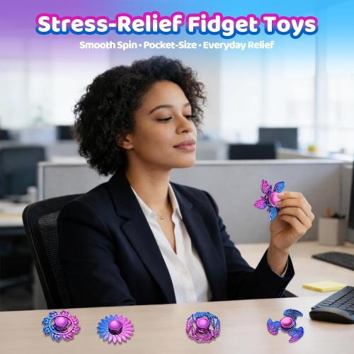 12 Pack Fidget Spinner, Fidget Spinners Bulk Sensory Fidget Toys for Kids and Adults, Stress Relief Toy and Anxiety Reducer, Goodie Bag Fillers Classroom Prizes