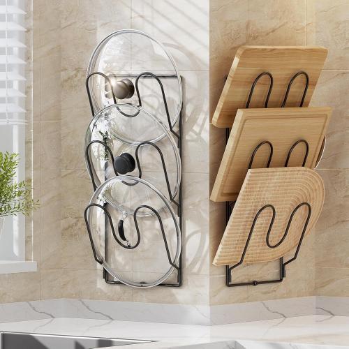 ORDORA Pot Lid Organizer Rack for Cabinet Door, 2 Pack Pot Lid Holder Black