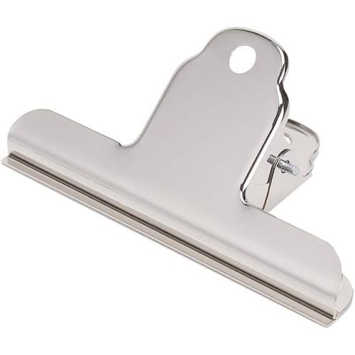 4 Inch Large Bull Paper Clips, Coideal 10 Pack Silver Metal File Money Binder Clip Clamps for Home Office School Supplies (Square)