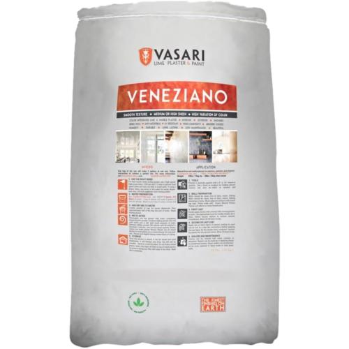 VASARI Lime Plaster & Paint | Veneziano Plaster (Smooth Finish) | Made from Natural Lime and Powdered Marble | color: Natural white #1 | Dry Mix (Makes 5 Gallons Plaster)