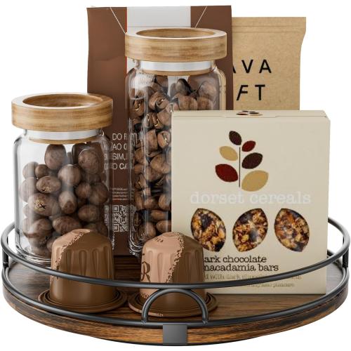 LAMU 11'' Rotating Lazy Susan Organizer, Wooden Lazy Susan Turntable