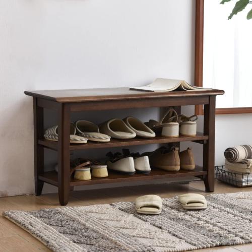 XKZG Shoe Rack Bench Wooden Shoe Storage Bench Entryway Bench, Brown, 31.5