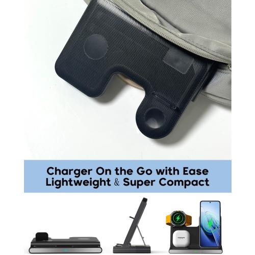 3 in 1 Wireless Charger Fast Charging Stand for Samsung,15W Foldable Phone Charger Stand Android Charging Stand for Samsung Galaxy S25/S24/S23/S22 Ultra,Z Flip 6/Flip 7,Z Fold 6/Fold 7,iPhone 17/16/15