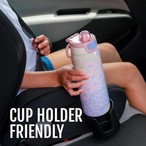 Ello Kids Pop & Fill 18oz Stainless Water Bottle, Sip or Chug, Cheetah