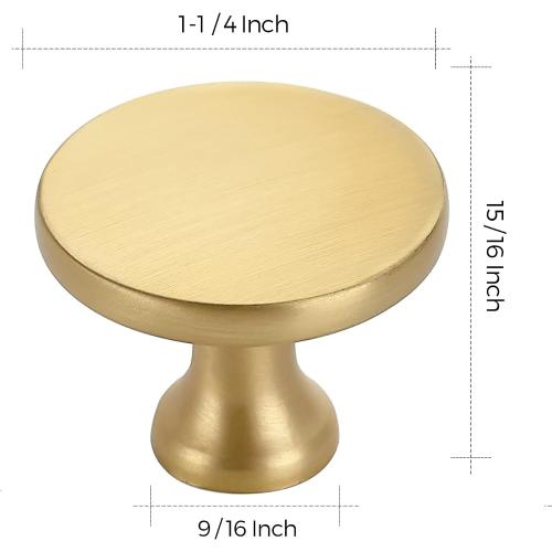 Ravinte Brushed Brass Solid Knobs Gold Kitchen Cabinet Pull,30 Pack,Round-6