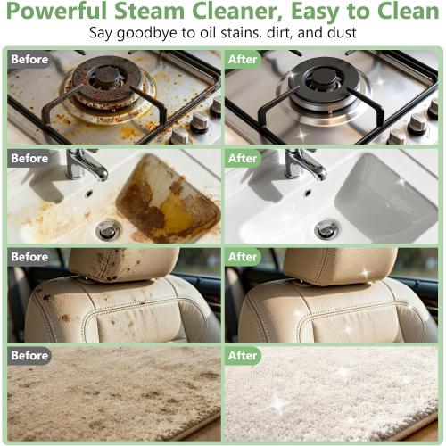 Steam Cleaner, Portable Steamer for Cleaning with 16pcs Accessories, 6-Level Adjustable and 15s Heat-Up, Handheld Steam Cleaner for Home, Tile, Dirt, Grout, Grease, Car Detailing