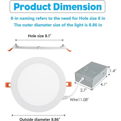 6‑Packs 8 Inch Recessed Light J‑Box, Ultra‑Thin Can‑Killer Canless